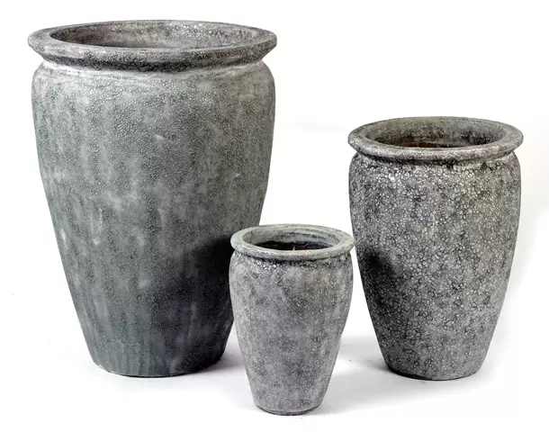 M-Collections Antique Delta Stretched Bloempot ⌀25cm H37cm Jade