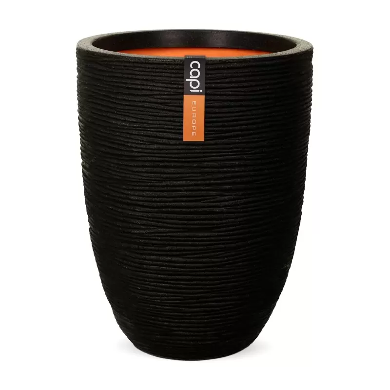 Capi Nature Rib Vaas Laag ⌀36cm H47cm Zwart