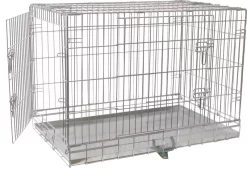 Draadkooi 2-deurs Verzinkt Met Metalen Lade. Afmeting: 76x48x58 Cm.