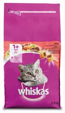 Whiskas Droog Adult Rund 3,8kg