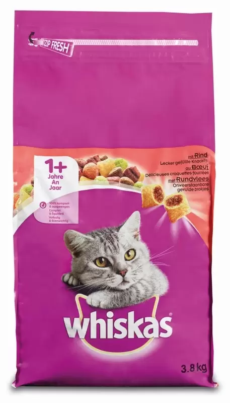 Whiskas Droog Adult Rund 3,8kg