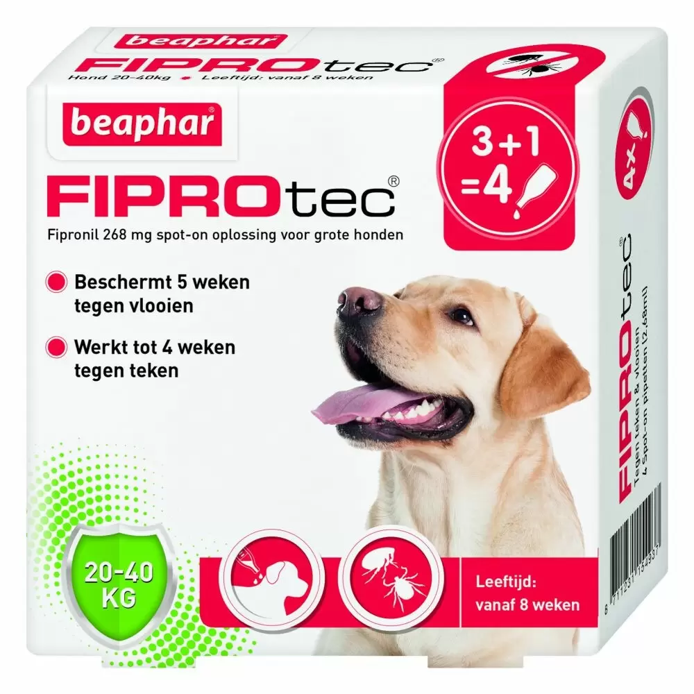 BEAPHAR Fiprotec Hond 20-40kg 4 Pipetten