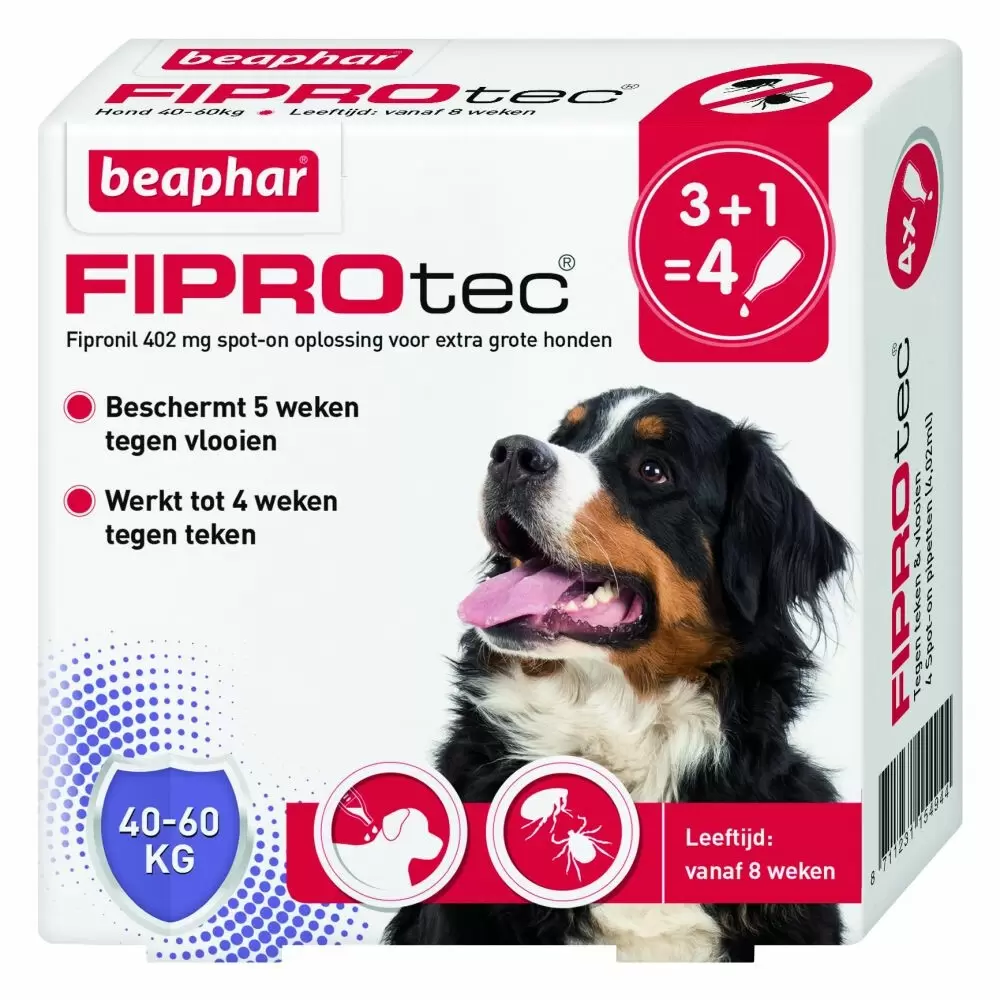 BEAPHAR Fiprotec Hond 40-60kg 4 Pipetten