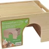 Knaagdiervilla Hout Met Groenvoerruif Large 30,5x21x19 Cm