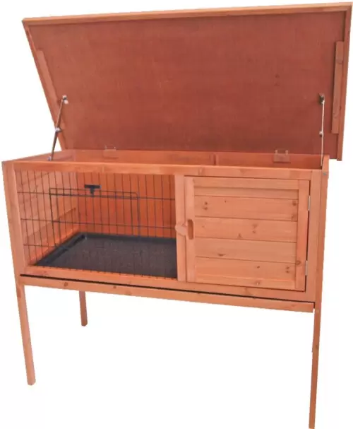 Konijnenhok Bouwpakket Met Opklapbaar Dak, Bruin 117x61x92 Cm
