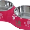 Lief! Girls Plastic/RVS Dubbele Eetbak Met Anti-slip Voor Hond En Kat, 27 Cm.