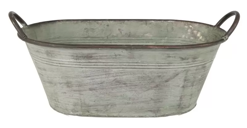 M-Collections Folks Bloempot Ovaal Zink 36,5x20,5x14cm Groen