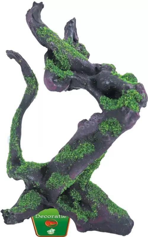 Ornament Wortelhout Bruin+mos L23cm