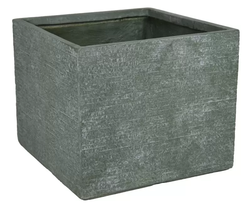 M-Collections Utah Bloempot Kubus 20x22cm Groen