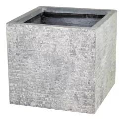 M-Collections Utah Bloempot Kubus 20x22cm Grijs