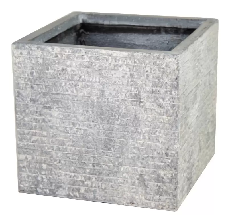 M-Collections Utah Bloempot Kubus 20x22cm Grijs