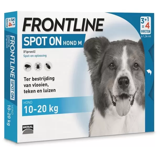 Frontline Spot On Hond Medium 10-20kg 4 Pipetten