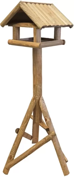 Voederhuis Bruin Huismodel Met Geribbeld Houten Dak