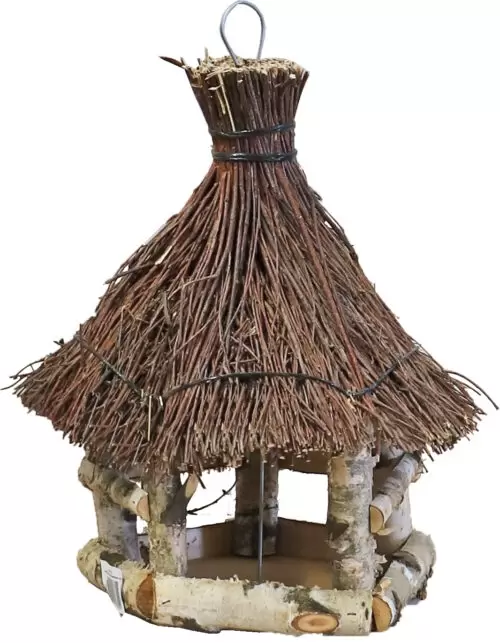 Voederhuis Zeskant Berken Met Tenen Dak